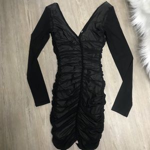 Mesh scrunch Black dress